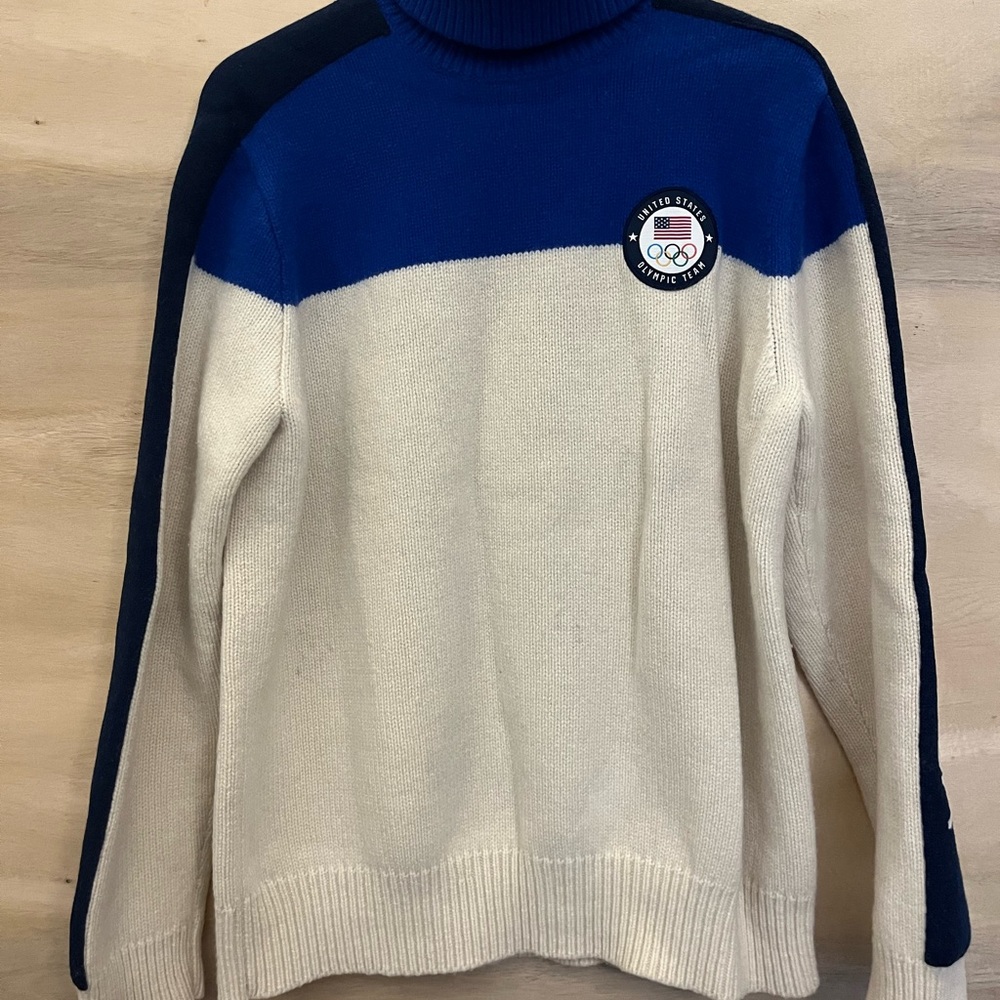 Polo Ralph Lauren Blue and Cream Turtleneck Sweater